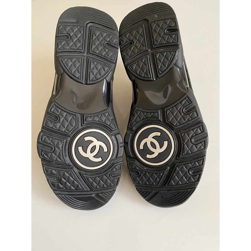 Chanel CC Logo Runner Sneaker Reflective Triple Black Leather Suede  The  Luxury Shopper